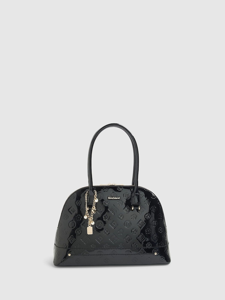 River Island Black Large Embossed Tote Bag - Image 1 of 5