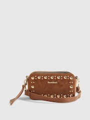 River Island Brown Studded Camera Cross-Body Bag - Image 1 of 5