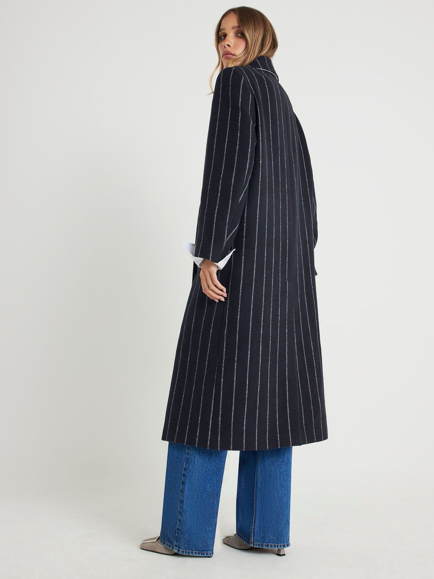 Buy River Island Blue Pinstripe Coat from Next USA