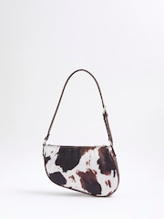 River Island Brown Cow Print Shoulder Bag - Image 2 of 6