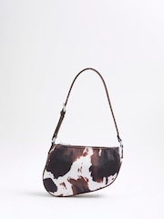 River Island Brown Cow Print Shoulder Bag - Image 3 of 6