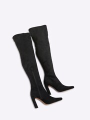 River Island Black Thigh High Stretch Boots - Image 5 of 6