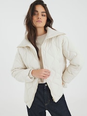 River Island Cream Rib Collar Jacket - Image 2 of 4