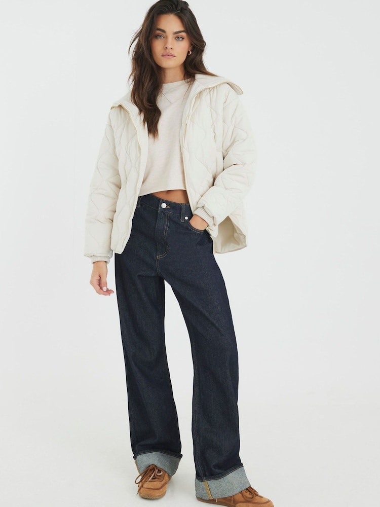 River Island Cream Rib Collar Jacket - Image 4 of 4
