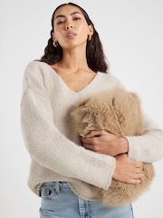 River Island Brown V-Neck Slouch Jumper - Image 2 of 4