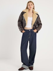 River Island Brown Ultimate Aviator Jacket - Image 4 of 4