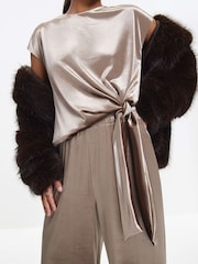 River Island Brown Velvet Tie Side Top - Image 4 of 4