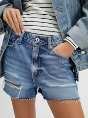 River Island Blue Ripped Denim Shorts - Image 2 of 6