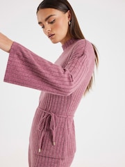 River Island Red Rib Tie Waist Top and Trouser Set - Image 2 of 2