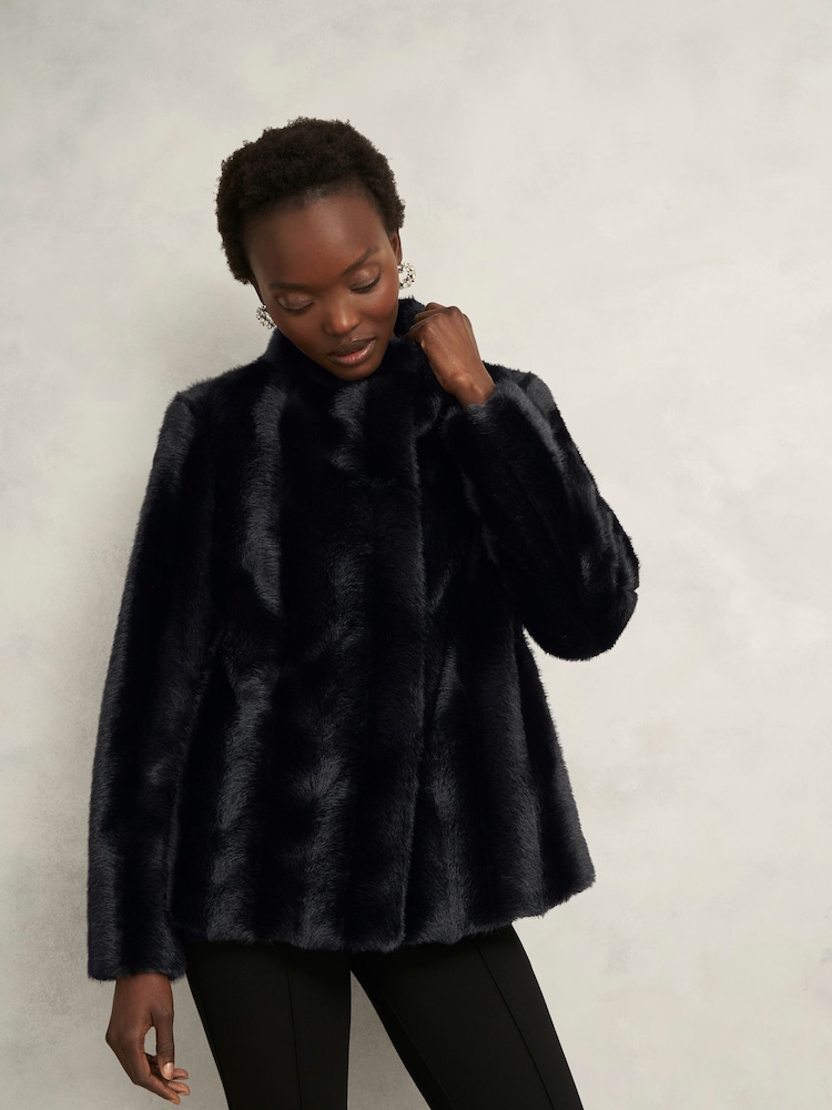 Hobbs Black Misha Coat - Image 1 of 4 Hobbs Black Misha Coat - Image 1 of 4