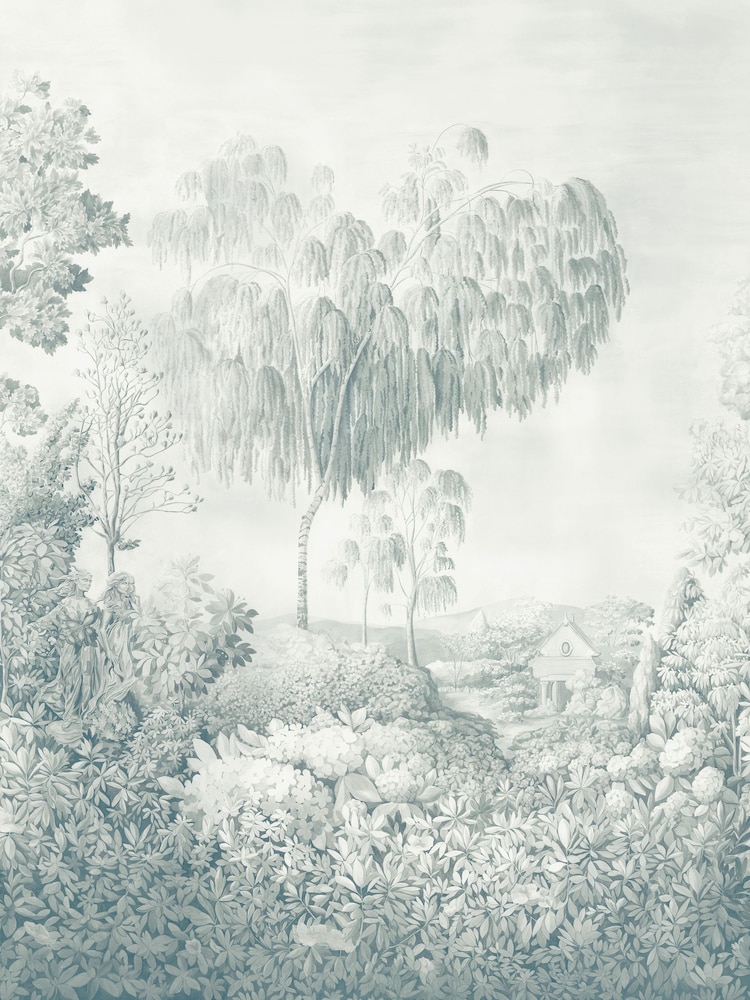 Sanderson Ether Blues Highgrove By Sanderson Wallpaper 10M Silver Lime - Image 1 of 1