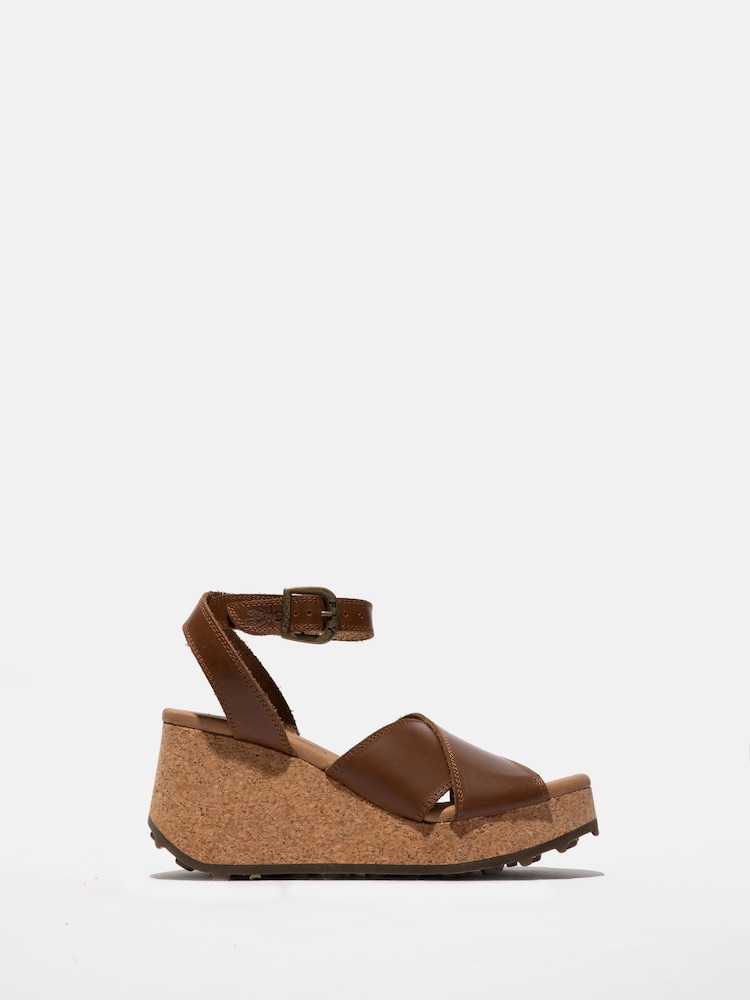 Fly London Brown Dony 440Fly Wedge Sandals - Image 1 of 4