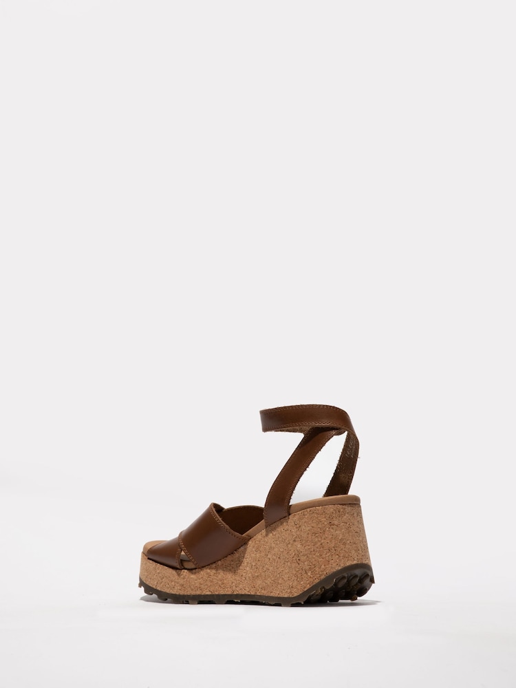 Fly London Brown Dony 440Fly Wedge Sandals - Image 2 of 4