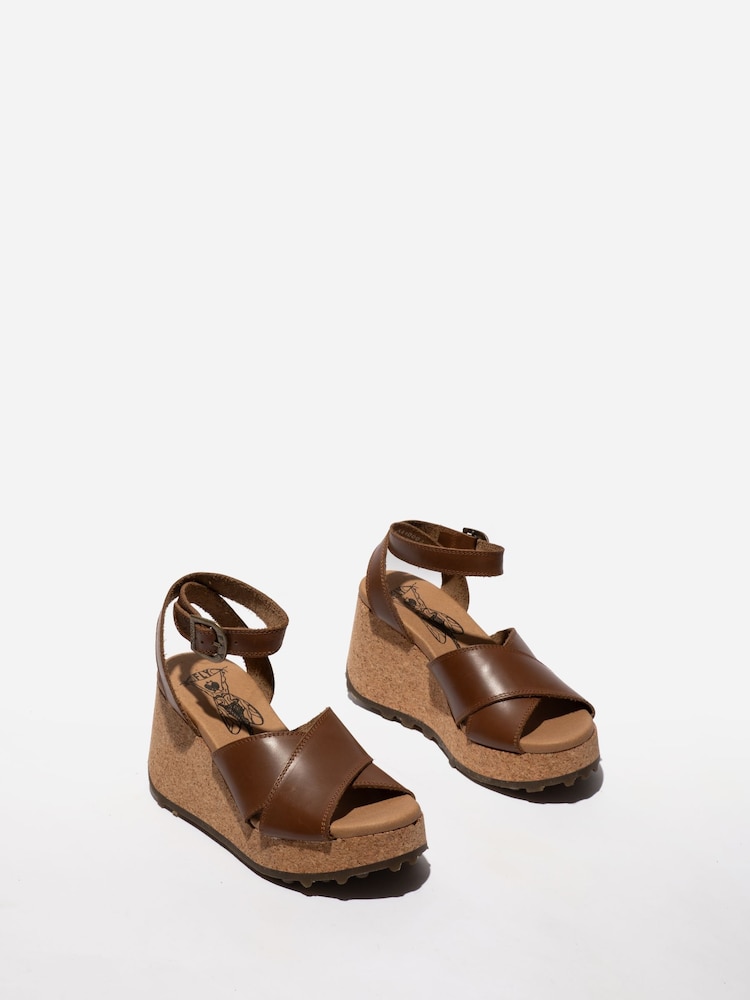 Fly London Brown Dony 440Fly Wedge Sandals - Image 4 of 4