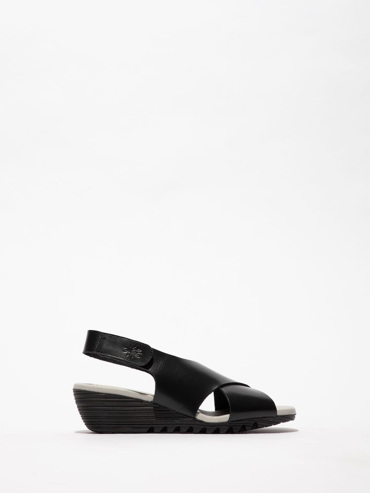 Fly London Black Orfy 447fly Wedge Sandals - Image 1 of 4