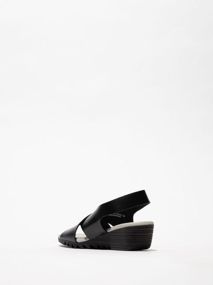 Fly London Black Orfy 447fly Wedge Sandals - Image 2 of 4