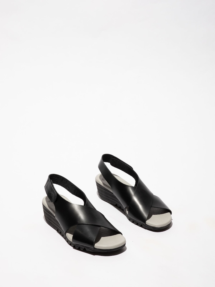 Fly London Black Orfy 447fly Wedge Sandals - Image 4 of 4