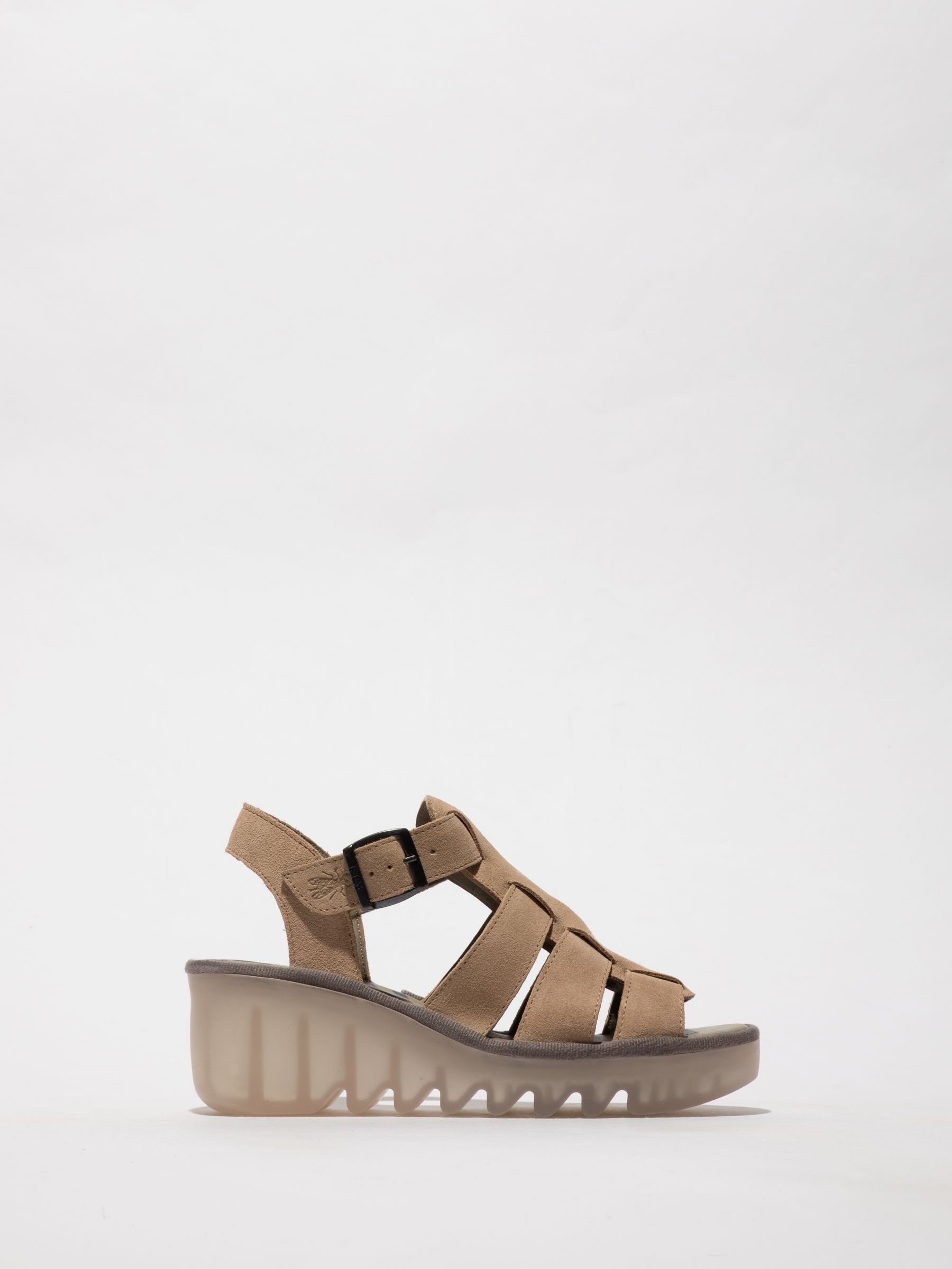 Infinity Leather Women's Taupe Fly London Baic621fly Suede Leather Wedge Sandals In | : Size 7 - Image 3