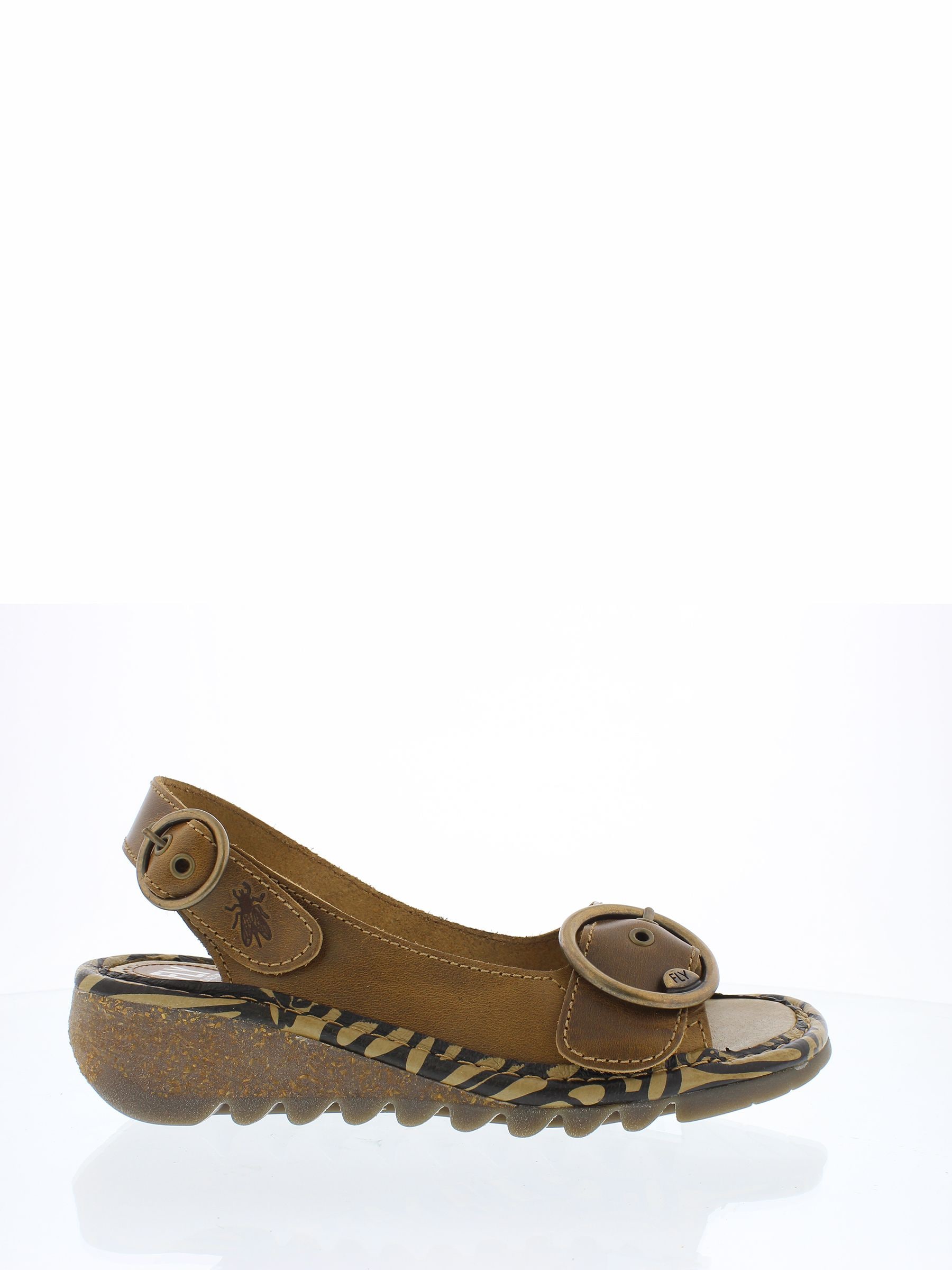 Infinity Leather Women's Tan Fly London Leather Wedge Sandals - Tram723fly In | Size: 4 - Image 1