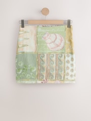 Pink/Green Shell Patchwork Print with Linen National Trust X Mini Skirt with Linen - Image 6 of 8