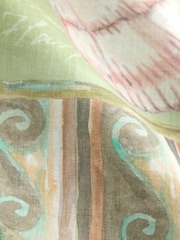 Pink/Green Shell Patchwork Print with Linen National Trust X Mini Skirt with Linen - Image 7 of 8