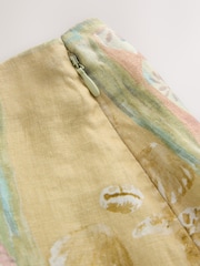 Pink/Green Shell Patchwork Print with Linen National Trust X Mini Skirt with Linen - Image 8 of 8