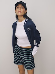 Navy/Green Striped Towelling Shorts - Image 2 of 8