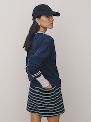 Navy/Green Striped Towelling Shorts - Image 4 of 8