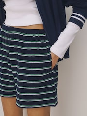 Navy/Green Striped Towelling Shorts - Image 5 of 8