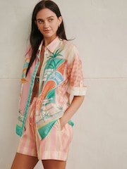 Pink Stripe Lightweight Pull-On Shorts - Image 2 of 7