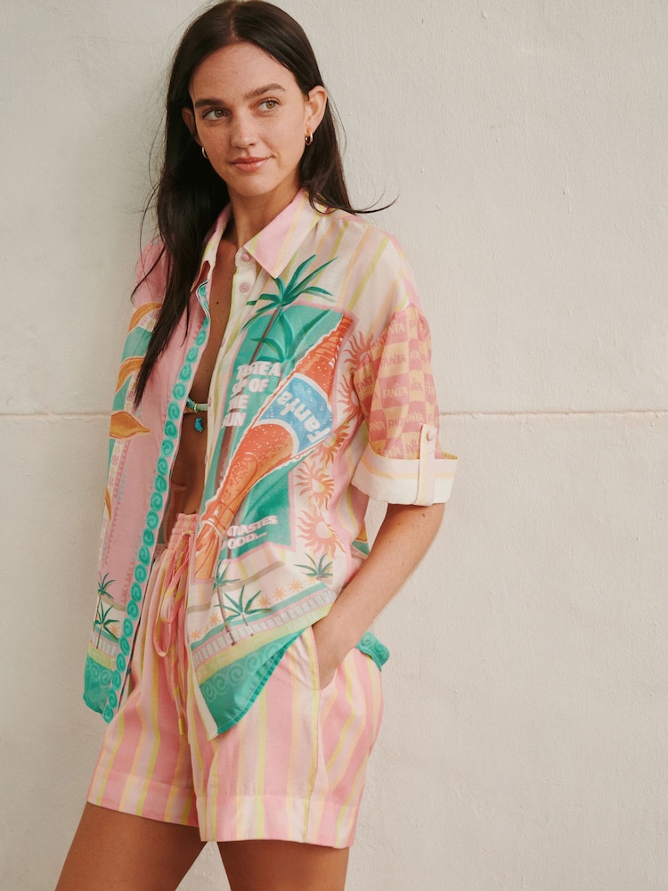 Pink Stripe Lightweight Pull-On Shorts - Image 2 of 7