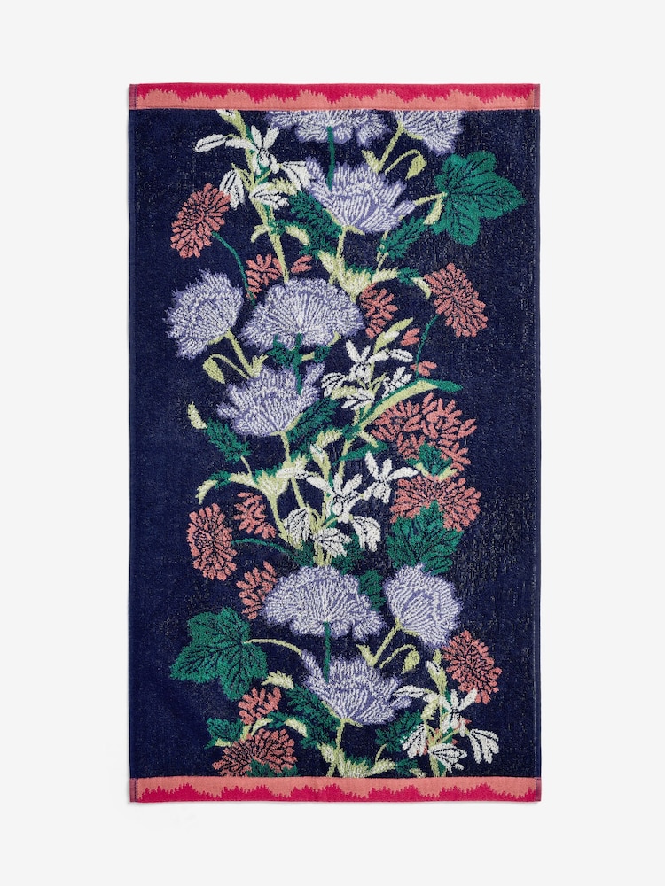 Navy Kew Collection Floral Towel - Image 4 of 4 Navy Kew Collection Floral Towel - Image 4 of 4