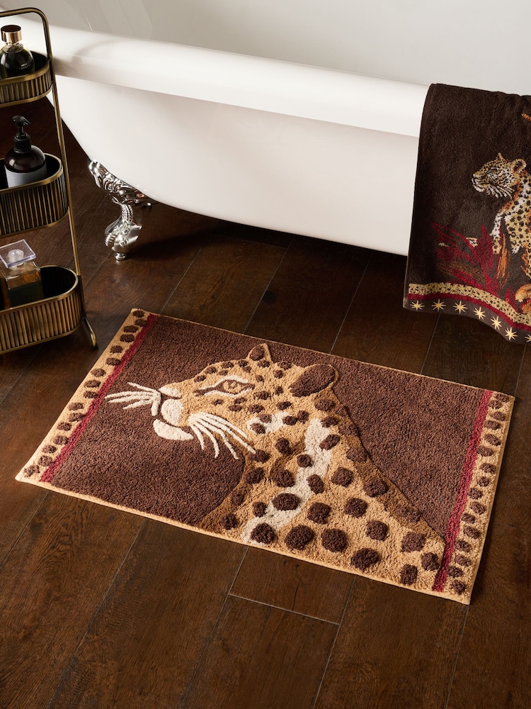 Brown Leopard Face Bathmat - Image 1 of 3