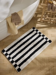 Black/White Mono Stripe Bath Mat - Image 1 of 3