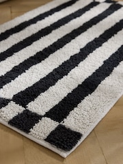 Black/White Mono Stripe Bath Mat - Image 2 of 3