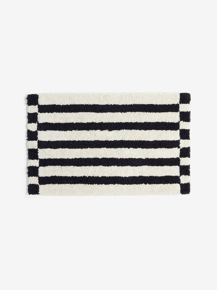 Black/White Mono Stripe Bath Mat - Image 3 of 3