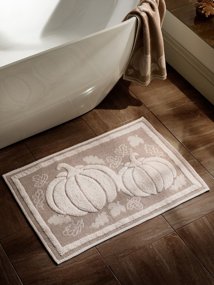 Natural Pumpkin Floral Bathmat - Image 1 of 3