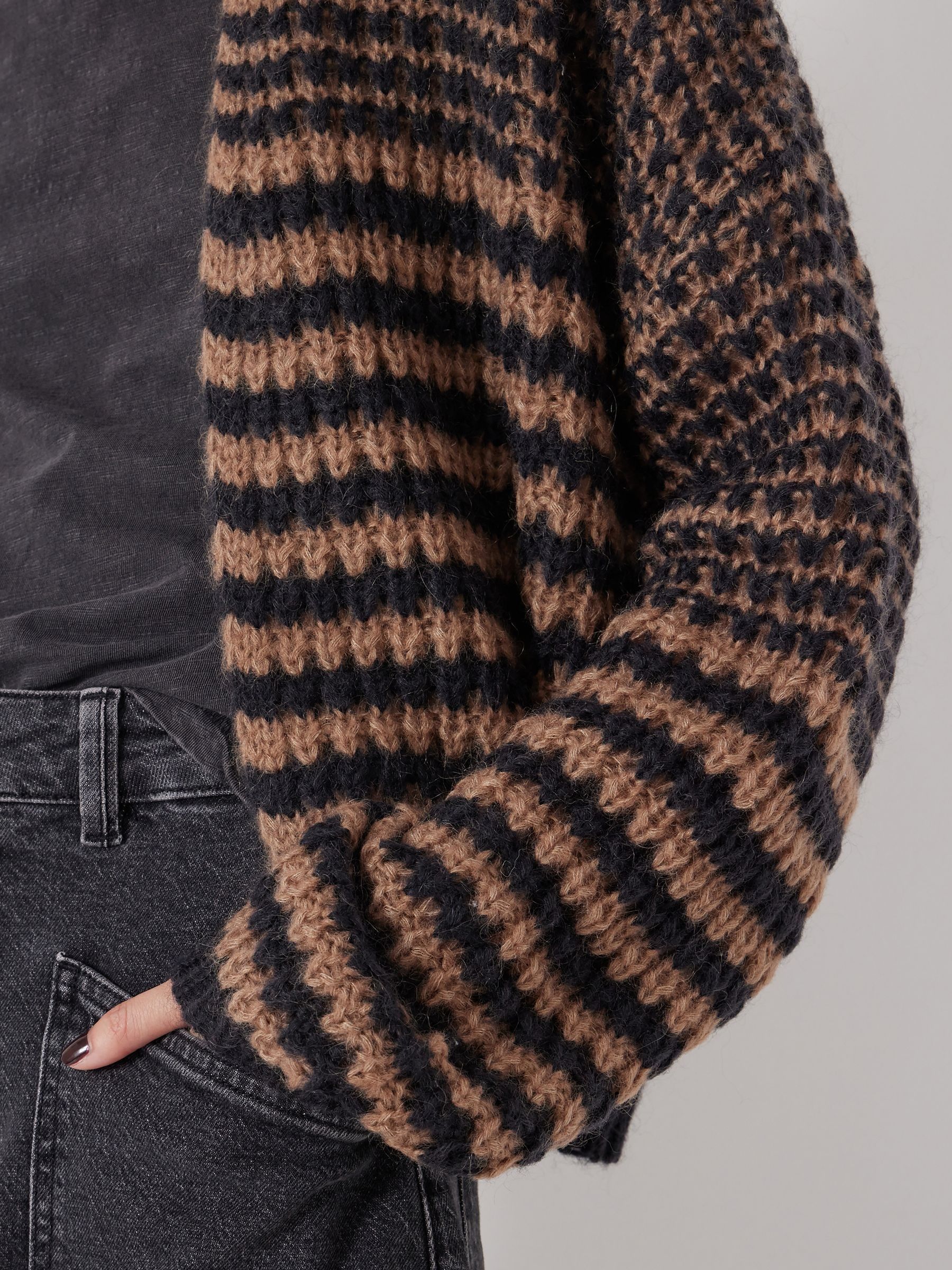 Buy Hush Black Skye Wool Blend Stripe Cardigan from Next USA