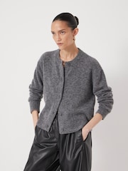 Hush Grey Crew Neck Boxy Cardigan - Image 1 of 6