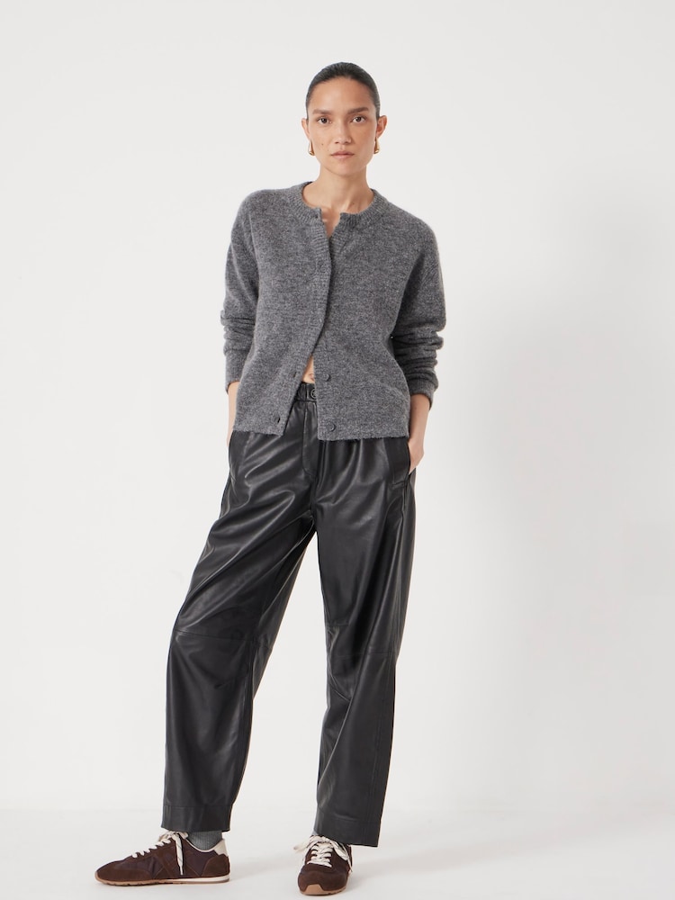 Hush Grey Crew Neck Boxy Cardigan - Image 2 of 6 Hush Grey Crew Neck Boxy Cardigan - Image 2 of 6