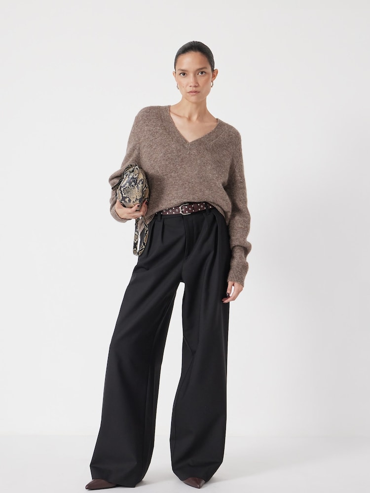 Hush Brown Wool Blend V-Neck Jumper - Image 2 of 5