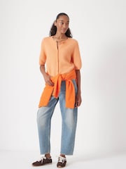 Hush Orange Wool Blend Short Sleeve Ribbed Cardigan - Image 2 of 5