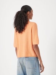 Hush Orange Wool Blend Short Sleeve Ribbed Cardigan - Image 3 of 5