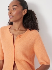 Hush Orange Wool Blend Short Sleeve Ribbed Cardigan - Image 4 of 5