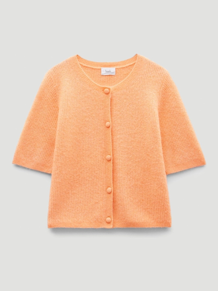 Hush Orange Wool Blend Short Sleeve Ribbed Cardigan - Image 5 of 5 Hush Orange Wool Blend Short Sleeve Ribbed Cardigan - Image 5 of 5