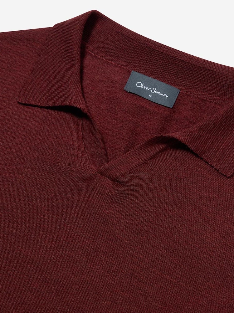 Oliver Sweeney Blue Merino Wool Buttonless Polo Jumper - Image 5 of 5 Oliver Sweeney Blue Merino Wool Buttonless Polo Jumper - Image 5 of 5
