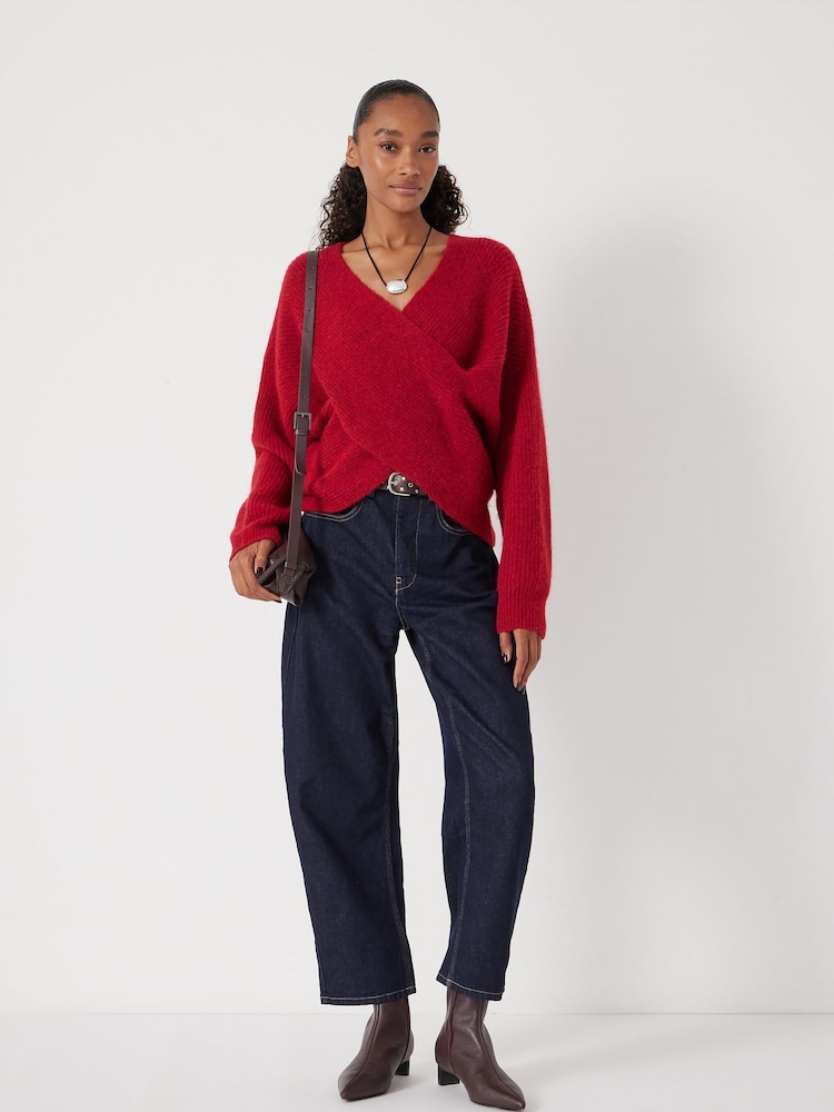 Hush Red Betty Fluffy Cross Front Jumper - Image 2 of 5 Hush Red Betty Fluffy Cross Front Jumper - Image 2 of 5