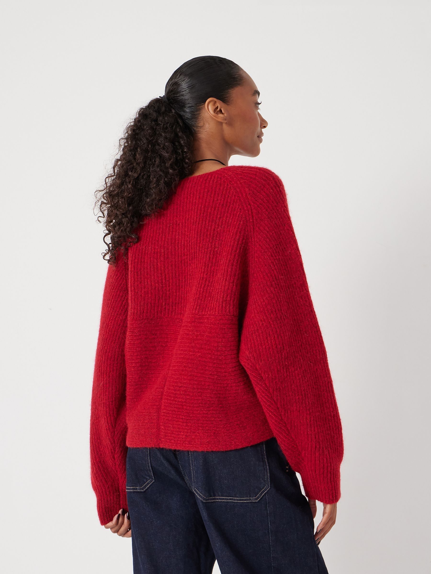 Buy Hush Fiery Red Betty Fluffy Cross Front Wool Blend Jumper from