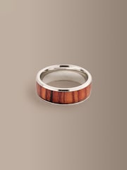 Silver Plated Stainless Steel Band Detail Ring - Image 3 of 4