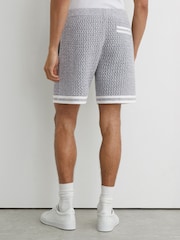 Reiss Soft Blue Beale Cotton Crochet Drawstring Shorts - Image 5 of 6
